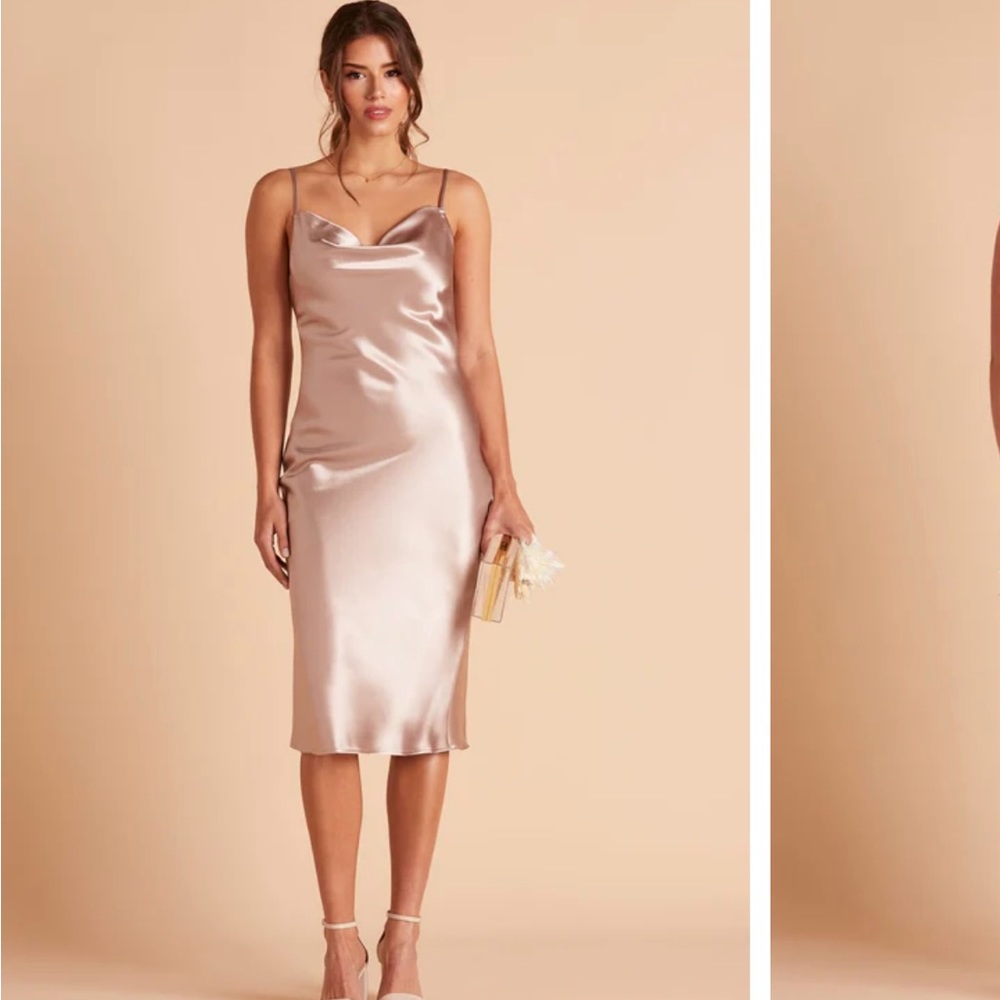 Birdy Grey Lisa Satin Midi Dress - Taupe